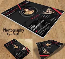 酷黑风格的摄影行业传单模板：Photography Flyer V-135